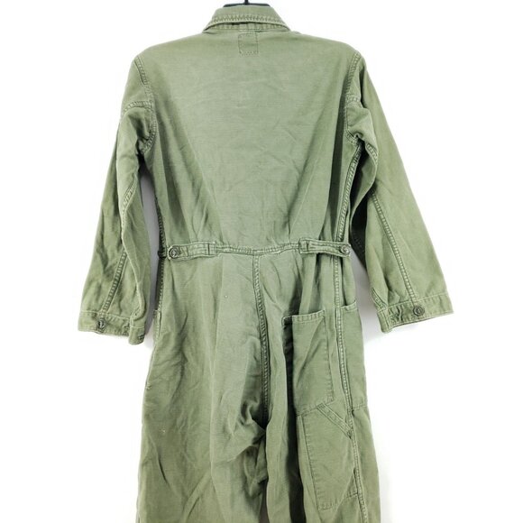 Vintage Green Mens Medium Cotton Twill Coveralls With Button Closure - Picture 5 of 11